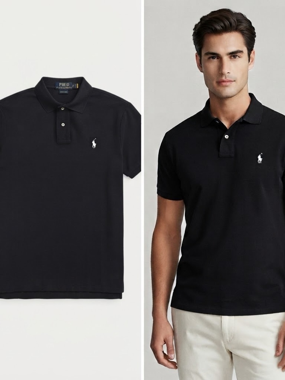Ralph Lauren Black Polo Shirt with White Pony Medium